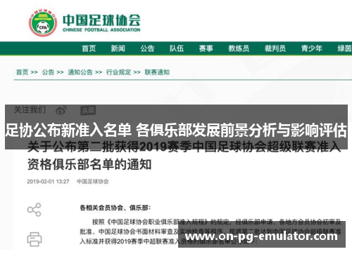 足协公布新准入名单 各俱乐部发展前景分析与影响评估